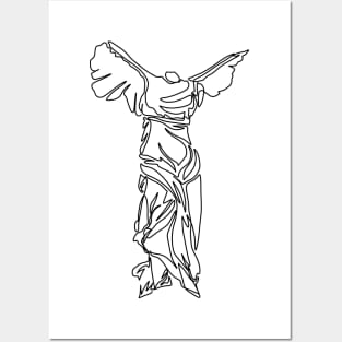 Minimal line illustration of the Winged Victory of Samothrace Posters and Art